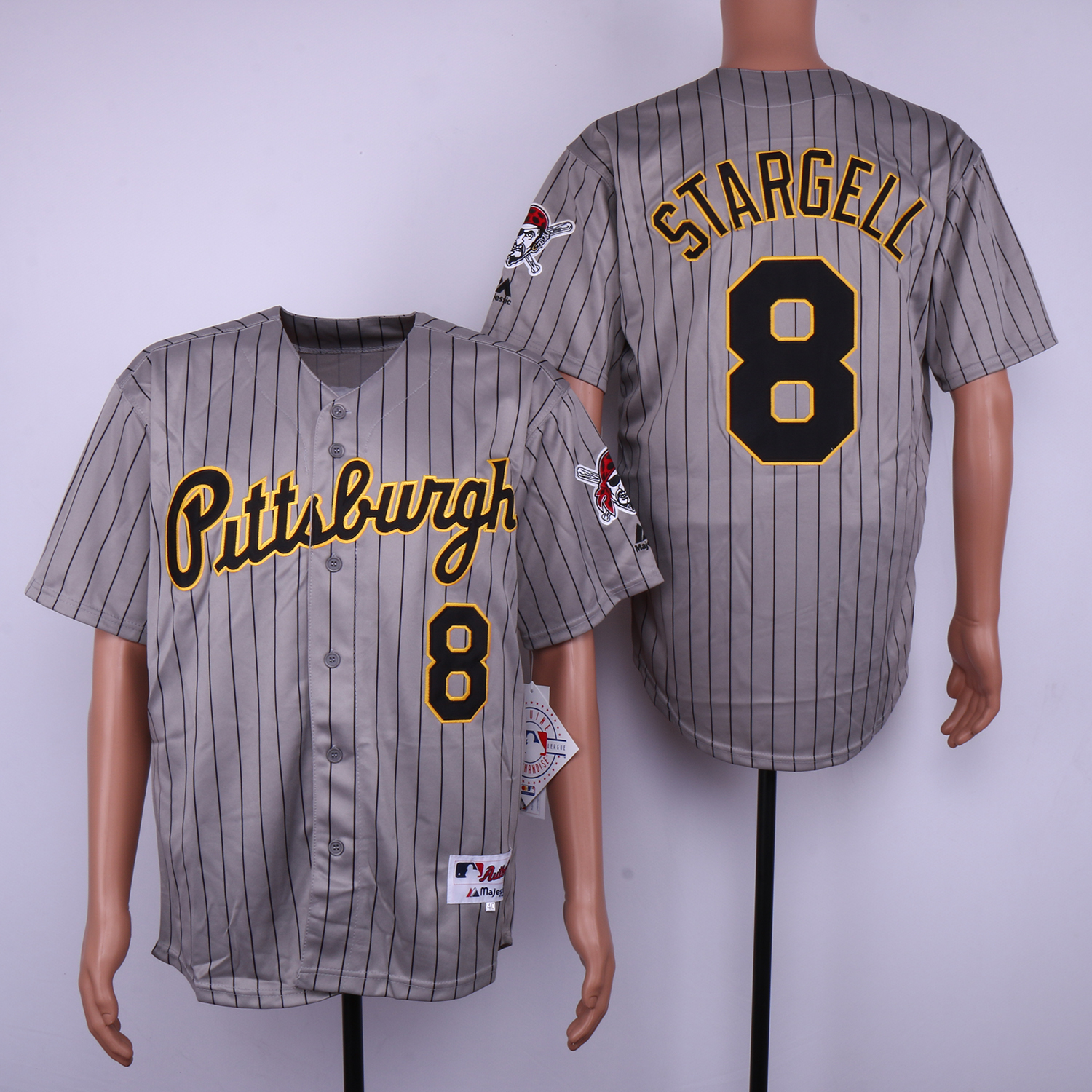 Men Pittsburgh Pirates 8 Stargell Grey stripe MLB Jerseys